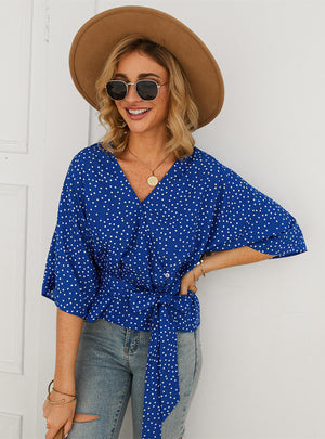 Women Point Print Blouse Shirt