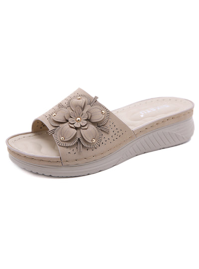 Casual Flower Wedges Large Size Slippers