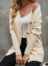 Solid Color Knitted Sweater Coat
