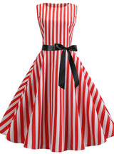 Sleeveless Retro Striped Print Dress