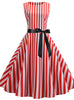 Sleeveless Retro Striped Print Dress