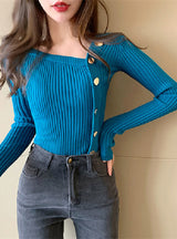 Ladies All-match Sweater Single-breasted Knitted Cardigan