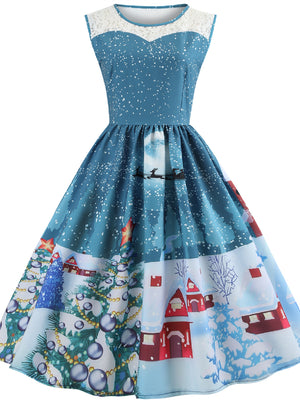 Christmas Printing Slim Dress
