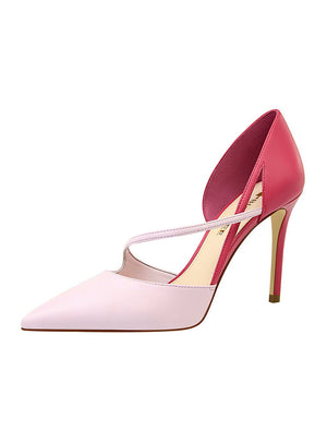Color Matching Hollow Pointed Shoes