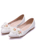 Handmade Lace Flower Rhinestone Bow Bride Shoes