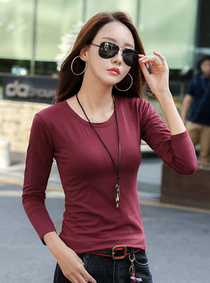 Long Sleeve T shirt Women's Blouse Base Shirt Women