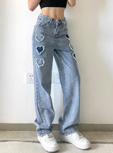Loose Solid Color High Waist Jeans