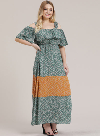 Women Ruffled Floral Straps Dress