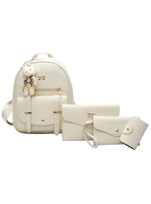 PU leather Shoulder Bag Solid Color Small Backpack 