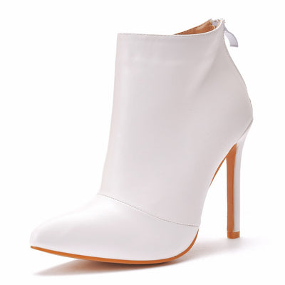 Women White High Heels Boots