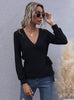 Slim Long Sleeve Black V-Neck T-Shirt