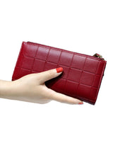 Women Leather Purse Plaid Wallets Long Colorful Wallet