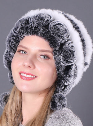 Thick Warm Ear Fur Rex Rabbit Fur Hat