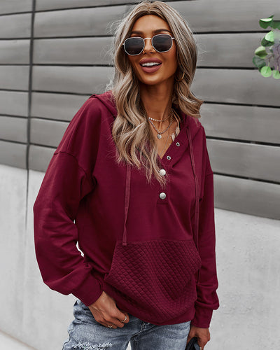 Solid Color Long Sleeve Hooded Top