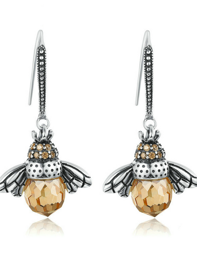 925 Sterling Silver Lovely Orange Bee Animal