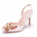 Butterfly Pointed Heels Crystal Sandals
