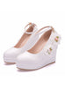 Round-headed Lace Flowers Wedding Shoes
