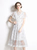 Women White Lace Sequins Retro Dress