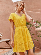 A-Line V-neck Short Sleeve Dress