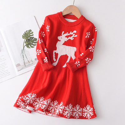 Girls Princess Long Sleeve Sweater Dress