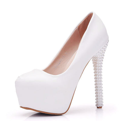14 cm White Pearl High Heels Shoes