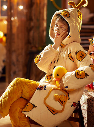 Three-layer Quilted Jacket Thickened Warm Coral Fleece