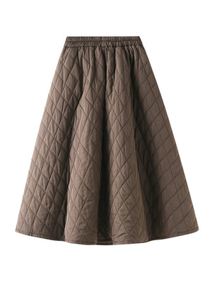 Elastic Waist Rhombus Woven Cotton Skirt