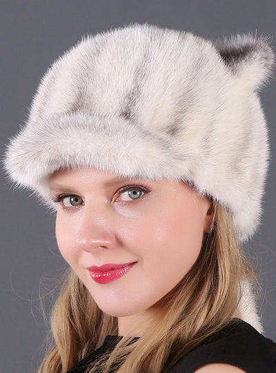 Winter Fur Women's Cat Ears Mink Hat