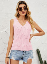 Solid Color Halter Top Knitted Beach Vest