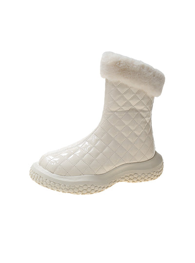 Plaid Plus Velvet Thickened Thin Cotton Boots