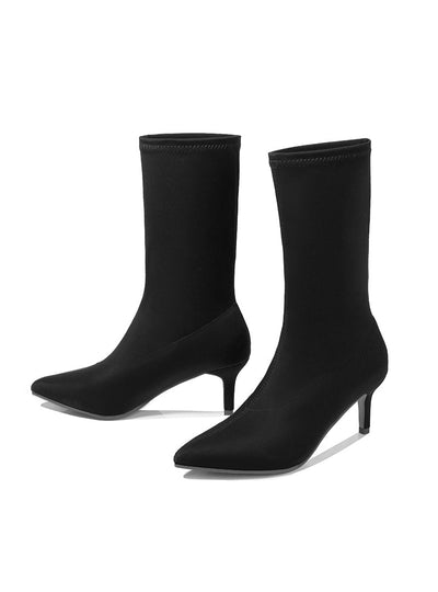 Pointed Stiletto Martin Middle Leather Boots