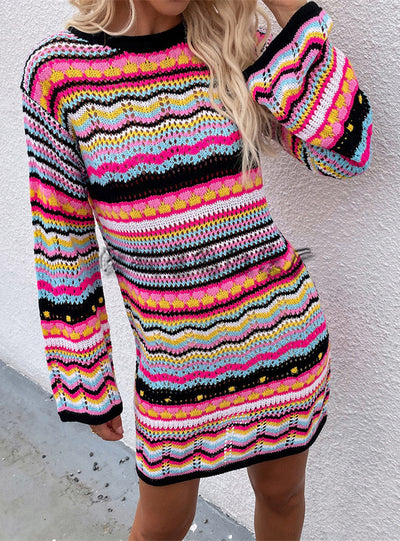 Woman Knitwear Rainbow Striped Sweater