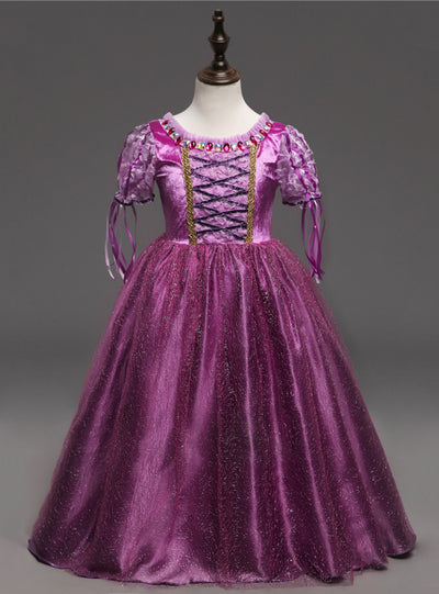Girl Christmas Halloween Dress Purple For Kids Tulle