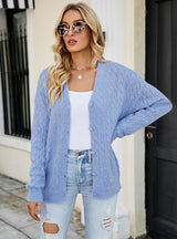 Single-breasted Openwork Knitted Cardigan Sweater