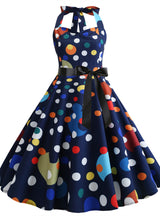 Retro Backless Print Vintage Dress