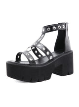 Open-toed Metal Ring Hollow High-heeled Sandals