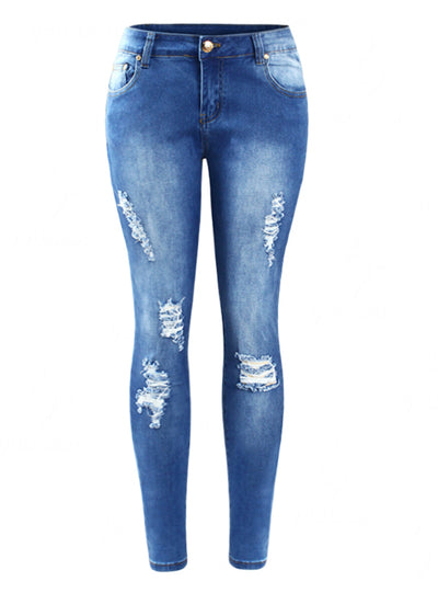 Denim Skinny Distressed Jeans For Women