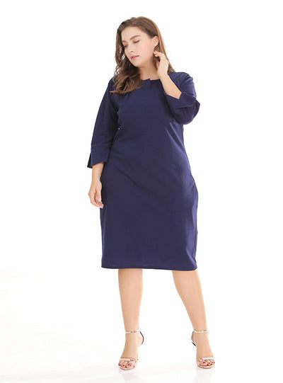 Large Size Knitted Medium Long Sleeve Dress