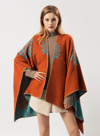 Shawl Dual-purpose Warm Double Cashmere Flower Cape