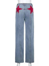 Retro Pentagonal Contrast Casual Jeans