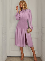Solid Color Split Casual Dress