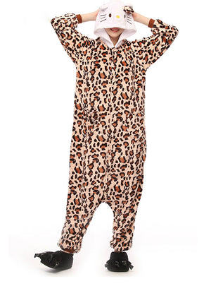 Women Onesie Leopard Kitty Cat Pajama Adult Sleep