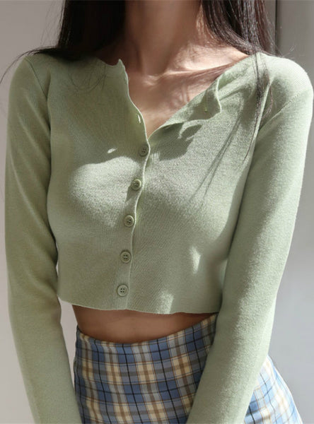 O-neck Short Knitted Sweaters Women Thin Cardigan