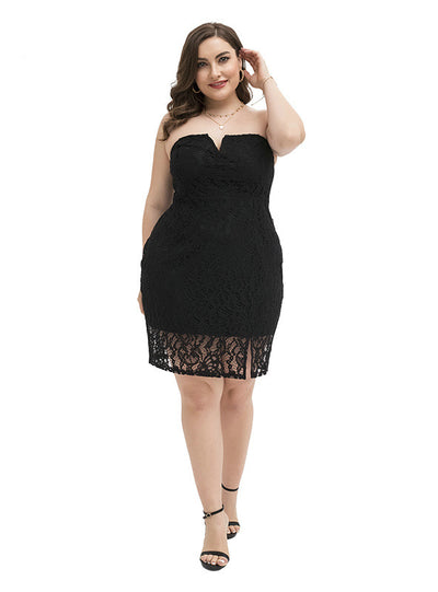 Sexy Slim Strapless Mini Lace Dress