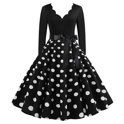 V-neck Long Sleeve Printed Dress