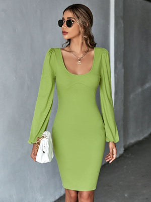 Knitted Sexy Backless Long-sleeved Dress