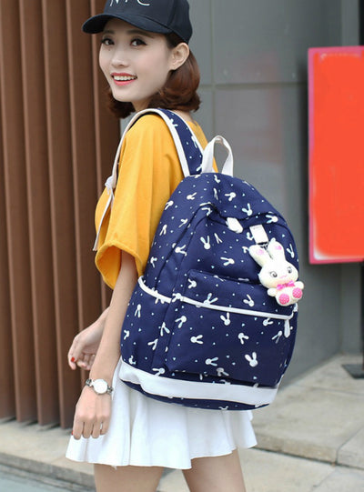 4Pcs/Sets Women Backpacks Teenage Girls Students