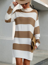 Women Long Sleeve Striped Dress