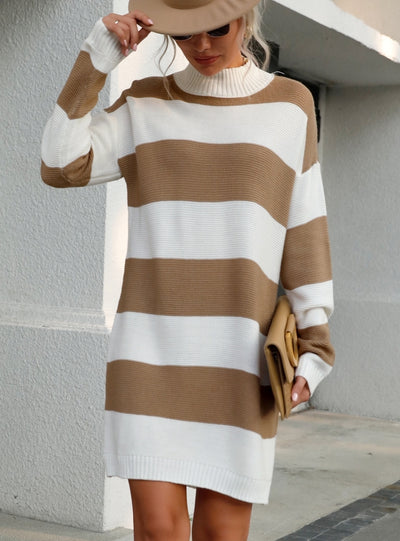 Women Long Sleeve Striped Dress