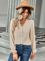 V-neck Shirt Female Polka Dot Shirt